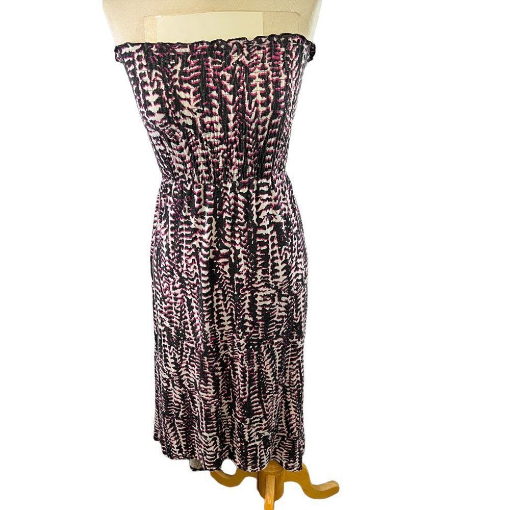 GEORGE Pink Black Animal Print Strapless Maxi Dress (2X)